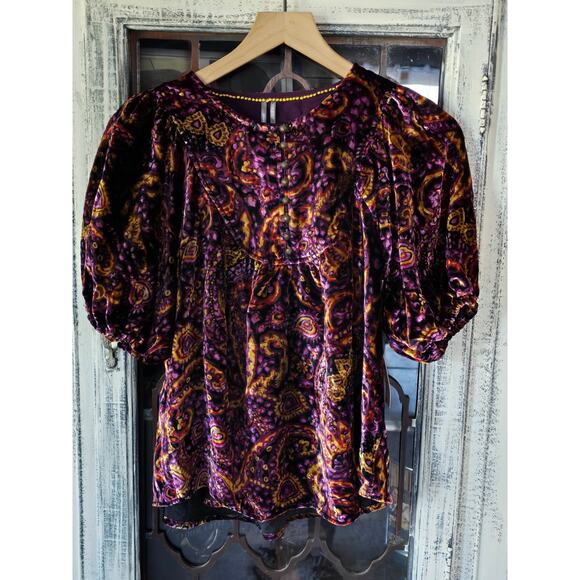 NWT Anthropologie Puff-Sleeve Velvet Peasant Blouse - XS - Picture 5 of 5